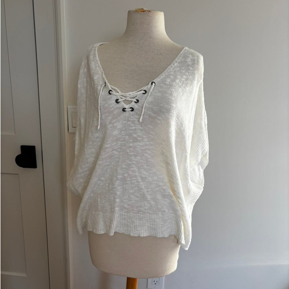 Neely White Cotton Linen bLend White Light Sweater Size XS/Small